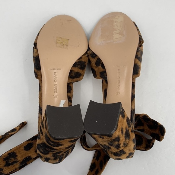 Marion Parke Bella ankle tie suede leopard sandal shoe block heel new 37 7 - Picture 7 of 7